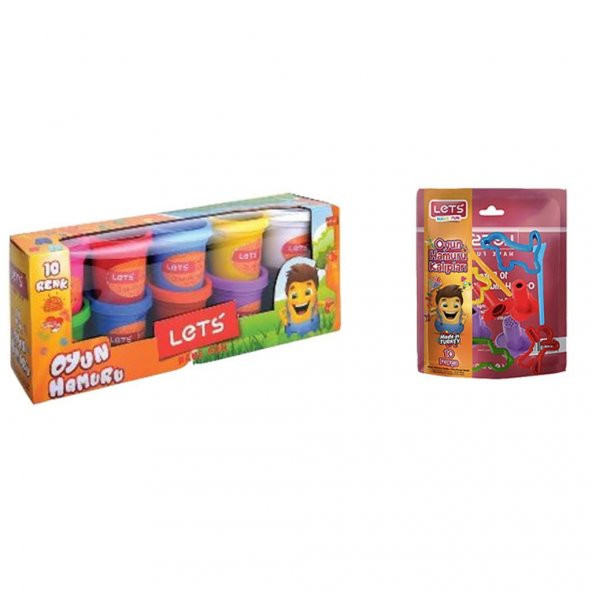 Lets Oyun Hamuru 10 Renk 560 gr L83100 + 10 Parça Oyun Hamuru Kalıbı L8417