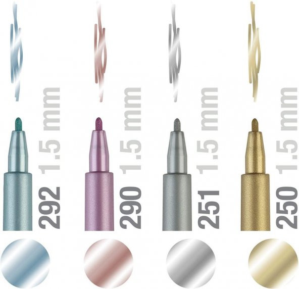 Faber-Castell Pitt Artist Pen Kaligrafi Seti Metalik 4lü - Resim 2