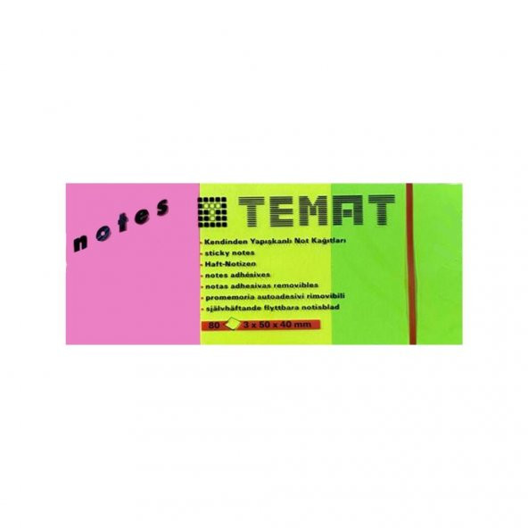 Temat 3x50x40 mm Not Kağıdı Karışık Renk