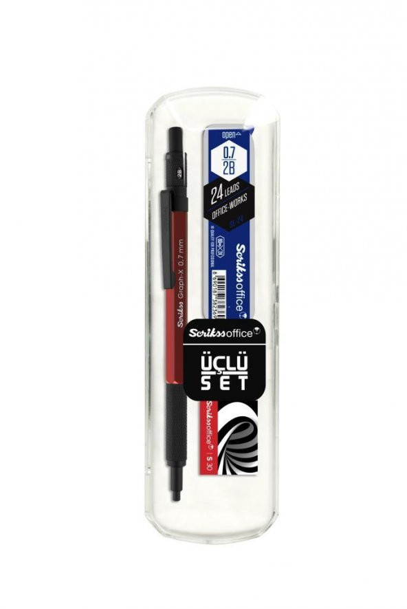 Scrikss Graph-X Metal Versatil Kalem 0.7 Mm Kırmızı 3lü Set