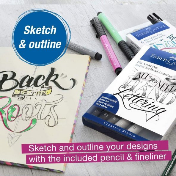 Faber-Castell Pitt Artist Pen Kaligrafi Seti, 8li, Siyah/Gri Tonları - 7