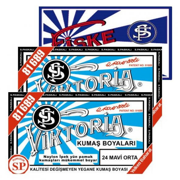 Viktoria Kumaş Boyası Orta Mavi 2Pk+Fiske Sabitleme 1Pk - 2