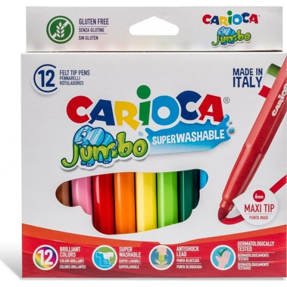 Carioca Jumbo Süper Yıkanabilir Keçeli Boya Kalemi 12li 40569