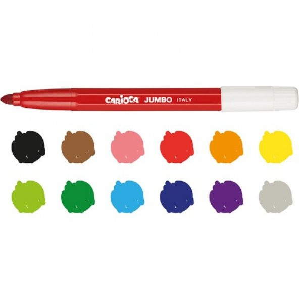 Carioca Jumbo Süper Yıkanabilir Keçeli Boya Kalemi 12li 40569 - 2