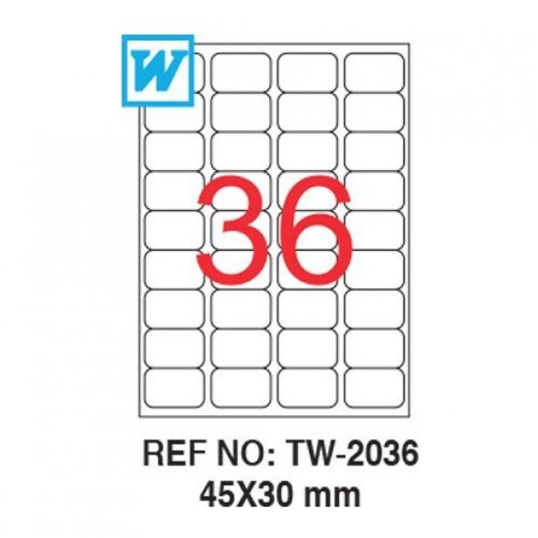 Tanex TW-2036 45 x 30 Mm Laser Etiket Tw-2036