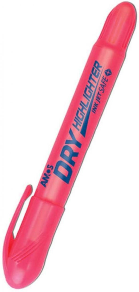 Amos Dry Highlighter Fosforlu Kalem Pembe 12’Li