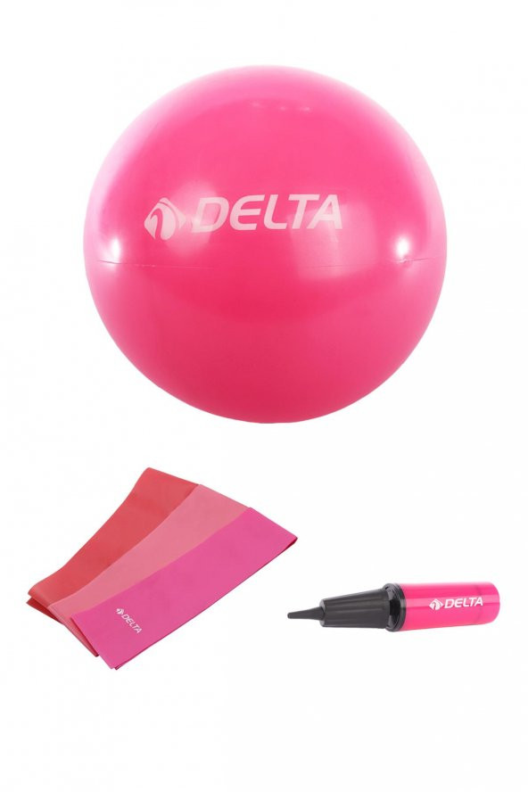 Delta 65 cm Pilates Topu 3lü Pilates Bandı Egzersiz Direnç Lastiği Pilates Topu Pompası 5li Set - 1