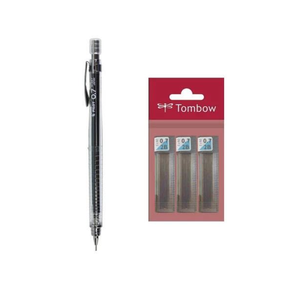 Pilot H32 0.7 Mm - Şeffaf - Yeni + Tombow Min Lead 0.7 3'LÜ