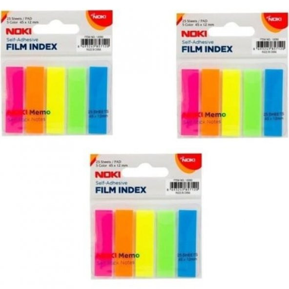 Noki Memo Film Index 5 Renk 12 x 45 mm 25 Yaprak 3lü