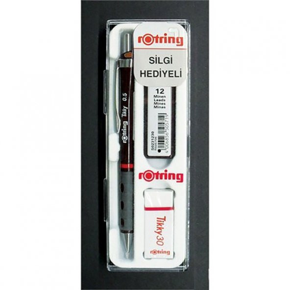 Rotring Tikky Okul Seti 0.5 mm Bordo Versatil Kalem + Silgi + Uç