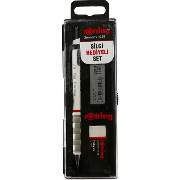 Rotring Tikky Okul Seti 0.7 mm Beyaz Versatil Kalem + Silgi + Uç