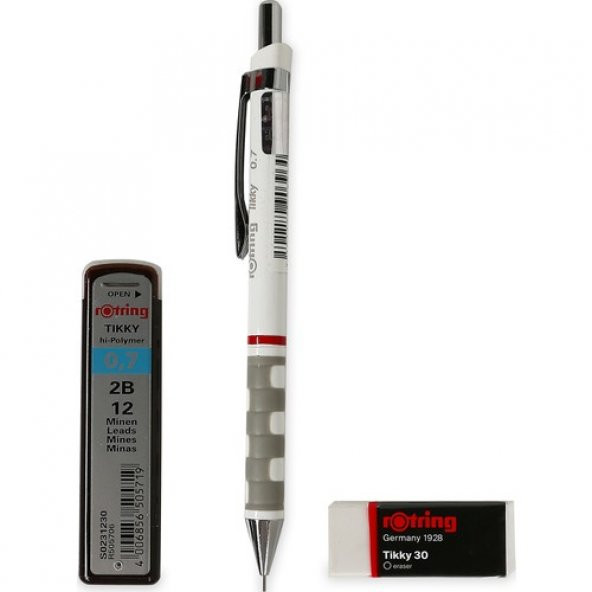 Rotring Tikky Okul Seti 0.7 mm Beyaz Versatil Kalem + Silgi + Uç - 3