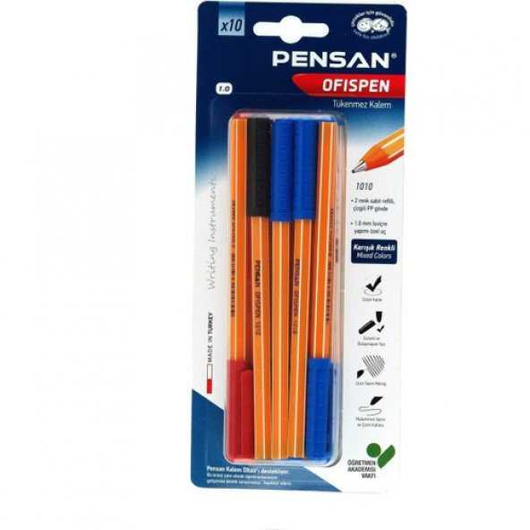 Pensan Tükenmez Kalem Ofispen 1010 Karışık 10 Lu - 1
