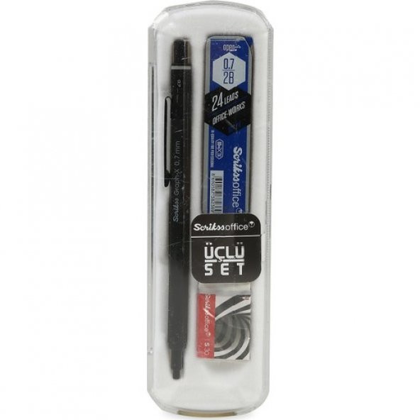 Scrikss Graph-X Metal Versatil Kalem 0.7 Mm Mat Siyah 3lü Set