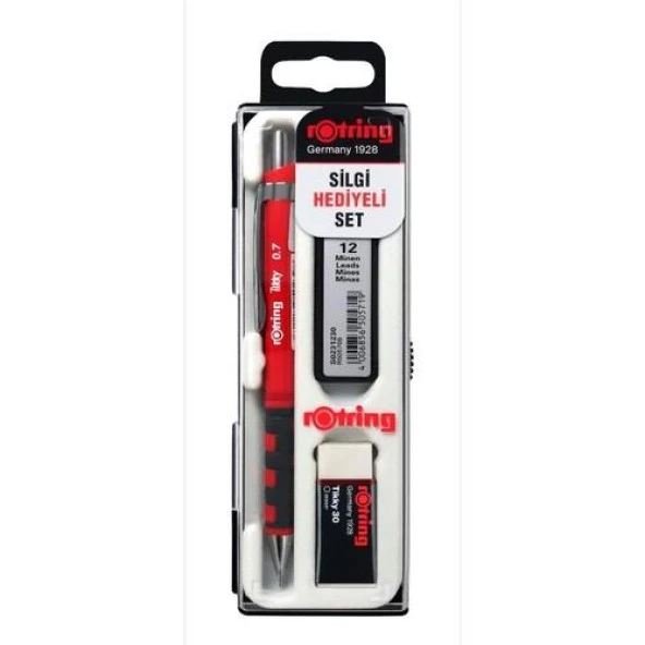 Rotring Tikyy Okul Seti 0.7 Kırmızı Versatil Kalem + Silgi + Uç