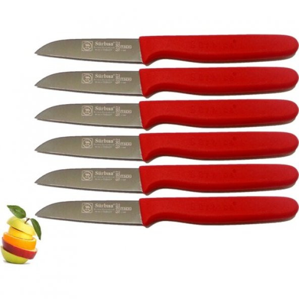 Sürmene Sürbisa 061007 Meyve Bıçağı 6 Lı Set Kırmızı
