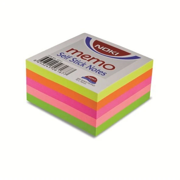 Noki Memo 75 x 75mm Neon Küp Yapışkanlı Not Kağıdı 400 Yaprak