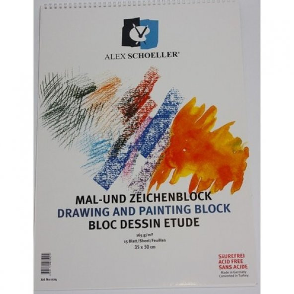 Alex Schoeller Resim Defteri 25X35 Spiralli 165 Gr 15 Yaprak ALX-107 - 2