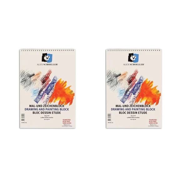 Alex Schoeller Resim Defteri 25X35 Spiralli 165 Gr 15 Yaprak ALX-107 2'li ürün görseli 1