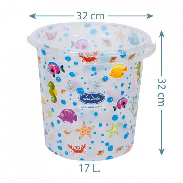 Beyaz Renkli Şeffaf Desenli Bebek Banyo Kovası 17 Lt - 2