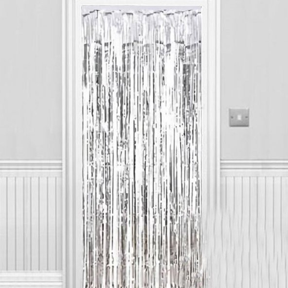 Işıltılı Duvar ve Kapı Perdesi Gümüş 90x200 cm - 1