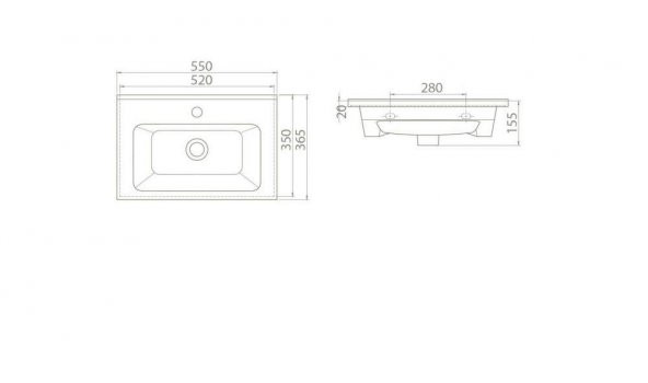 Turkuaz Cerastyle Arte Etajer Uyumlu Mini Lavabo 55 36,5 cm - 3