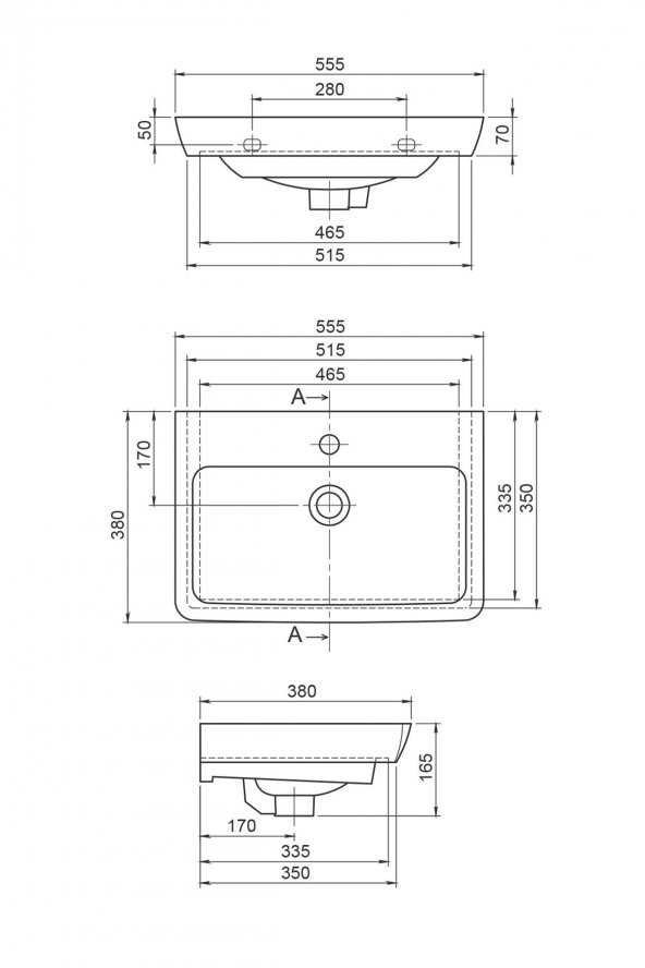 Turkuaz Cerastyle Porto Etajer Uyumlu Lavabo 55x38 cm - 3