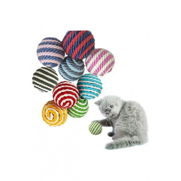 TİNEKE ip Sarma Renkli Kedi Oyun Topu 4 Cm ( 1 Adet ) Kedi Oyuncağı