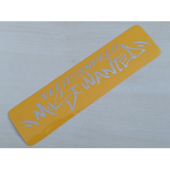 NEED FOR SPEED STİCKER Sarı 19,5x5,5cm MOST WANTED LOGOSU MOST WANTED ETİKETİ MOST WANTED ÇIKARTMASI