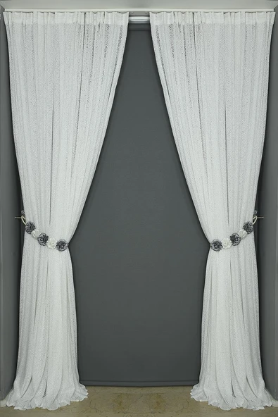 MİKRO MODEL KIRIK BEYAZ RENK TEK KANAT Hazır dikilmiş Pileli Fon Perde 300*260 cm - Resim 7