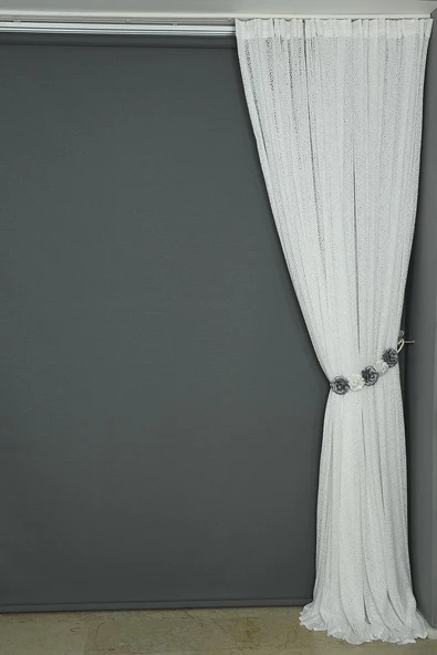 MİKRO MODEL KIRIK BEYAZ RENK TEK KANAT Hazır dikilmiş Pileli Fon Perde 300*260 cm - Resim 6