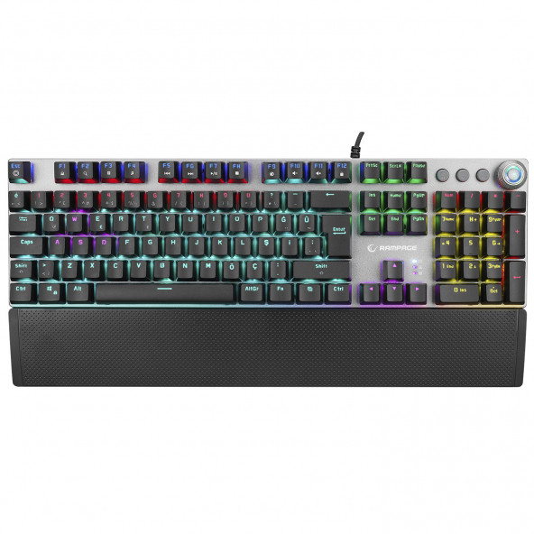 Rampage KB-R28 BLADE PLUS Siyah/Gümüş Gökkuşağı Aydınlatmalı Tam Türkçe Red Switch Mekanik Gaming Klavye - 2