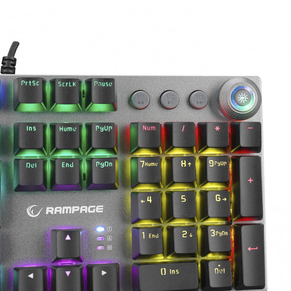 Rampage KB-R28 BLADE PLUS Siyah/Gümüş Gökkuşağı Aydınlatmalı Tam Türkçe Red Switch Mekanik Gaming Klavye - 6