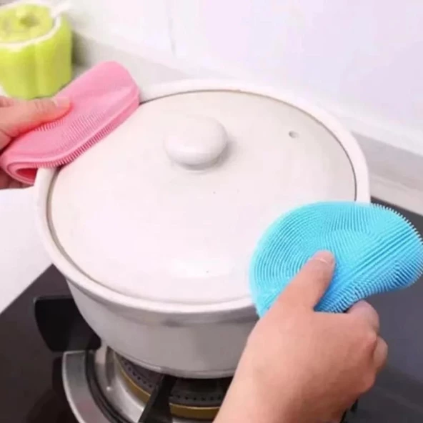 TİNEKESilikon Bulaşık Yıkama Fırçası Tükenmeyen (2 Adet) - 3