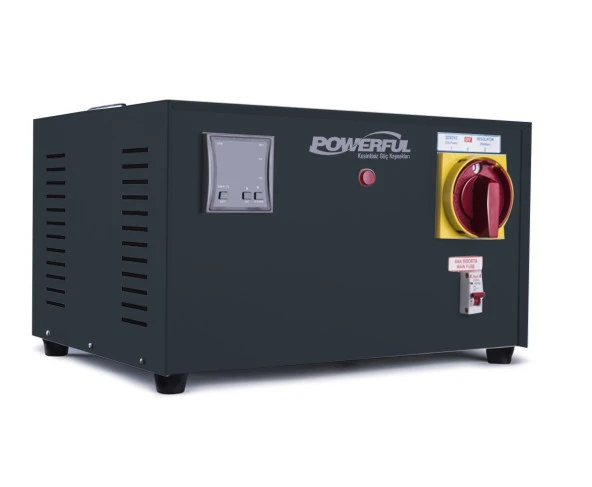 Powerful PSM-1107 7.5 kVA (7500 VA) Mikro İşlemcili Koruma Üniteli Voltaj Regülatörü Siyah