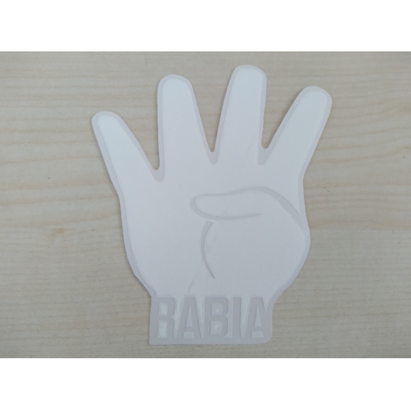 RABİA STİCKER 10,5x7,5cm BEYAZ RABİA İŞARETİ, RABİA ETİKETİ, RABİA ÇIKARTMASI ürün görseli