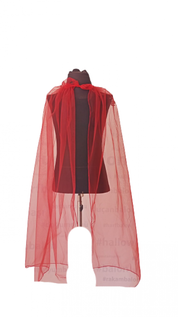 CADILAR BAYRAMI HALLOWEEN KIRMIZI TÜL PELERİN 85 CM