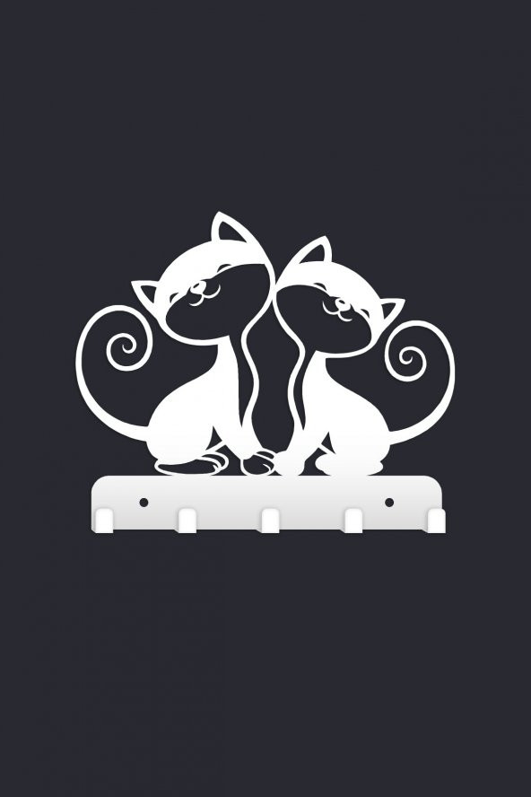 Metal Dekoratif Kedi Desenli Anahtarlık Askısı