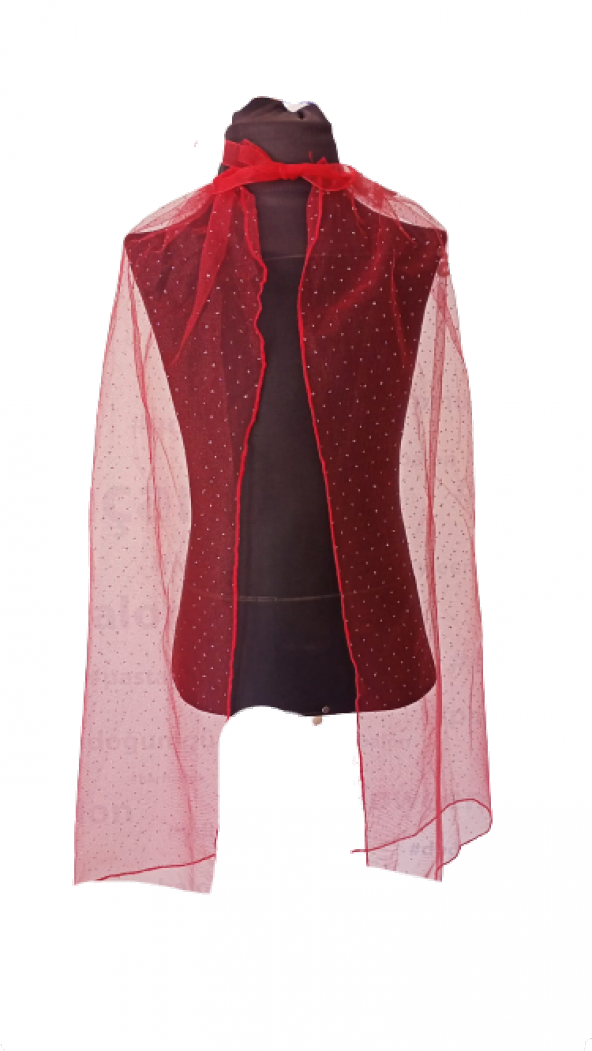 CADILAR BAYRAMI HALLOWEEN KIRMIZI PUANTİYE SİMLİ PELERİN 75 CM - 2