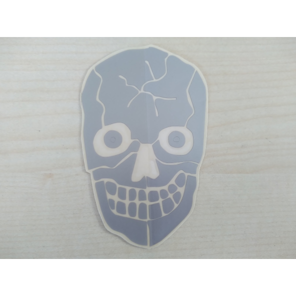 KURUKAFA sticker (GRİ) 9,5x5,5cm (İSKELET) KURUKAFA logosu arması - KURUKAFA ETİKETİ ÇIKARTMASI ürün görseli