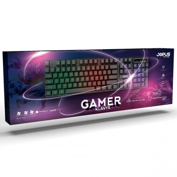 JOPUS Universal Gamer Klavye JO-KB02 Işıklı Siyah