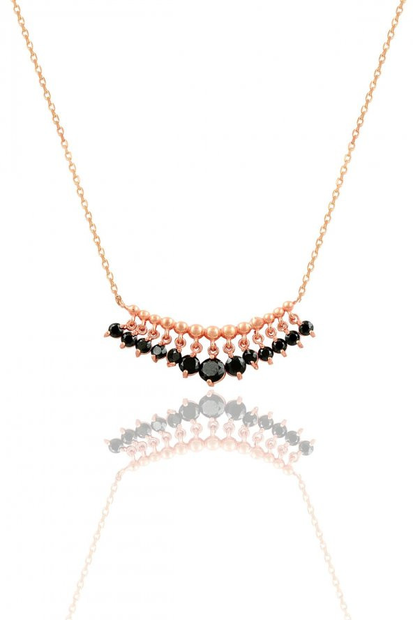 Gümüş rose siyah taşlı shakira kolye ürün görseli 1