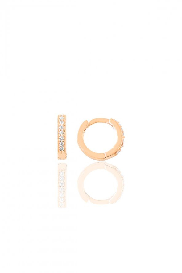 Gümüş rose zirkon taşlı 9 mm halka küpe Tragus Piercing Helix Kıkırdak Küpesi - 1