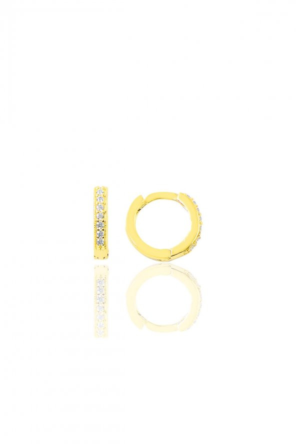Gümüş altın yaldızlı zirkon taşlı 9 mm halka küpe Tragus Piercing Helix Kıkırdak Küpesi