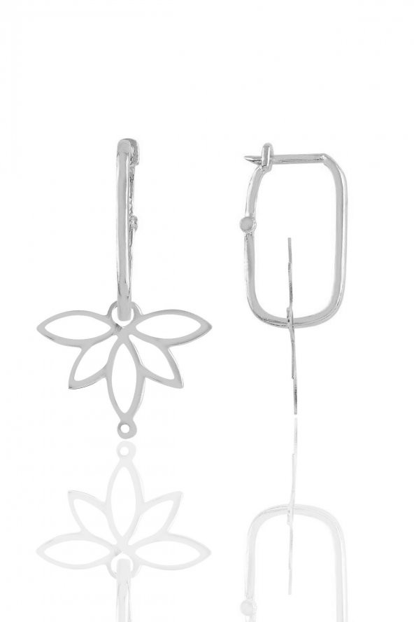 Gümüş rodyumlu yaşam çiçeği lotus  göçmen küpe ürün görseli