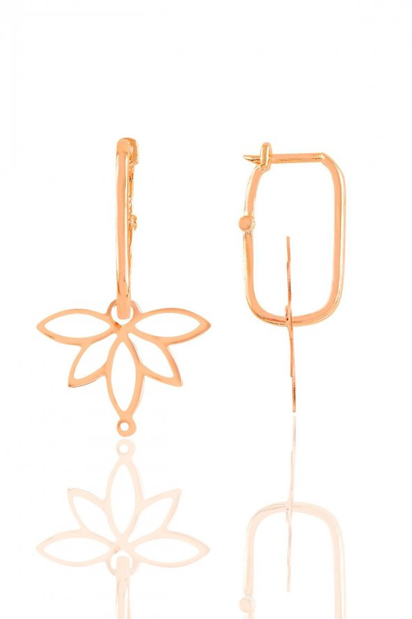 Gümüş rose yaşam çiçeği lotus göçmen küpe ürün görseli