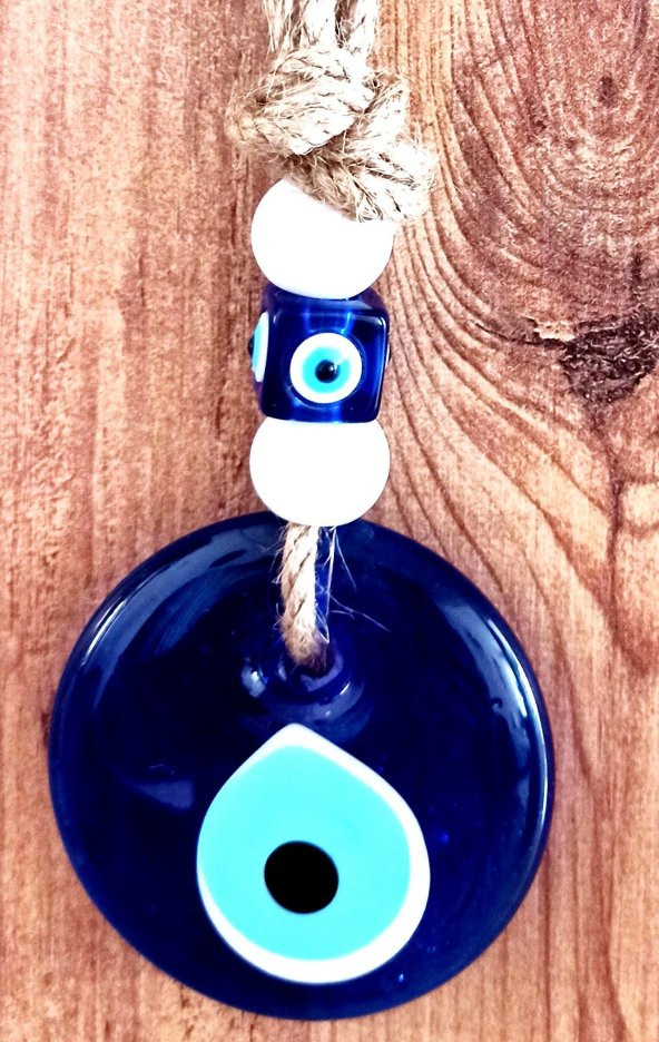 Klasik Mavi Cam Nazar Boncuğu 7 Santimetre Çapında Nazarlık Duvar Süsü - Resim 3