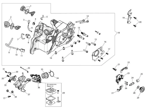 Emak 50310166AR Yağ Depo Kapağı - Oleo-Mac GSH400, GSH51, GSH56 - Resim 2