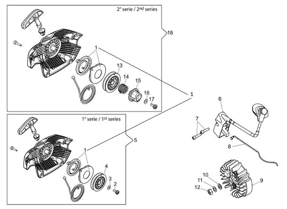 Emak 50310303R Starter Kapak - Oleo-Mac GSH51, GSH56 - 3
