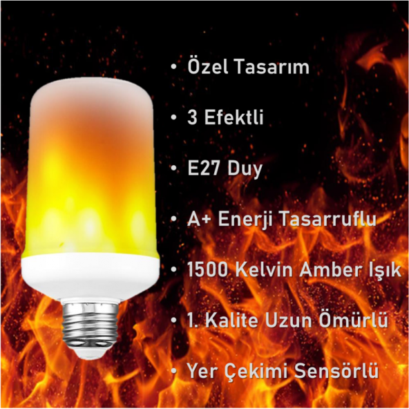 Horoz Alev Led Ampul, E27 Duy'lu Ateş Efektli Led Alevli Lamba - 2
